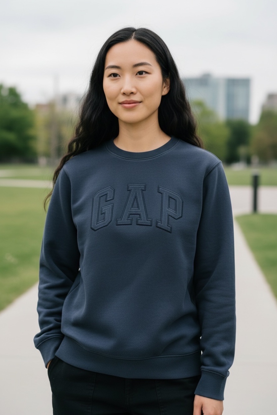 Gap Navy Blue Logo Crewneck Sweatshirt Size L NWT
